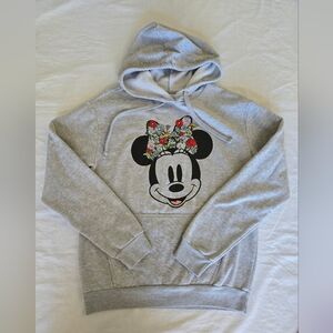 Disney Gray Hoodie with Minnie Mouse Floral Design